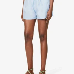Faithfull The Brand Elva High-rise Cotton-poplin Shorts 7 Faithfull The Brand Elva High-rise Cotton-poplin Shorts -Outlet Pique Style Store R04135577 CORNFLOWERBLUE ALT02