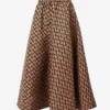 Valentino Monogram-print A-line Satin Midi Skirt