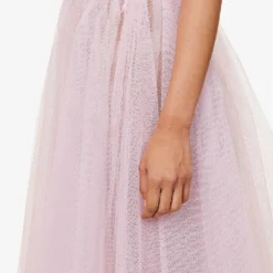 Alexander McQueen Flared-hem Mid-rise Mesh Midi Skirt -Outlet Pique Style Store R04136210 PORCELAIN ALT04