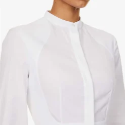 Alexander McQueen Panelled Dipped-hem Cotton Shirt -Outlet Pique Style Store R04136211 OPTICALWHITE ALT04