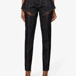 Alexander McQueen Cut-out Tapered-leg Mid-rise Jeans 8 Alexander McQueen Cut-out Tapered-leg Mid-rise Jeans -Outlet Pique Style Store R04136235 DARKRINSED ALT02