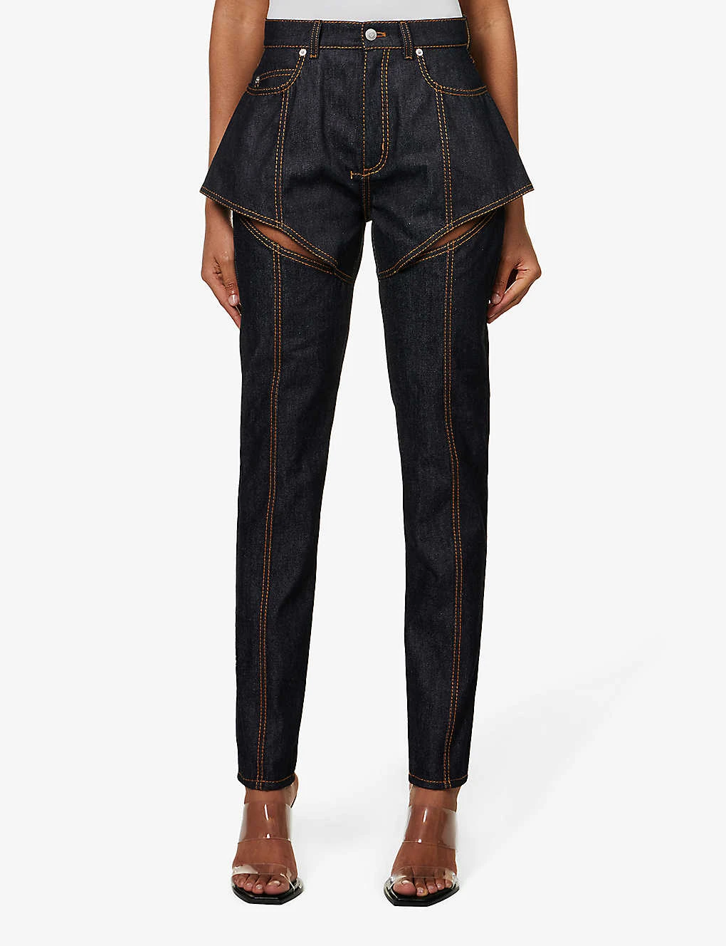 Alexander McQueen Cut-out Tapered-leg Mid-rise Jeans 3 Alexander McQueen Cut-out Tapered-leg Mid-rise Jeans - Image 3