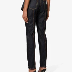 Alexander McQueen Cut-out Tapered-leg Mid-rise Jeans 9 Alexander McQueen Cut-out Tapered-leg Mid-rise Jeans -Outlet Pique Style Store R04136235 DARKRINSED ALT03