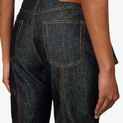 Alexander McQueen Cut-out Tapered-leg Mid-rise Jeans 11 Alexander McQueen Cut-out Tapered-leg Mid-rise Jeans -Outlet Pique Style Store R04136235 DARKRINSED ALT05