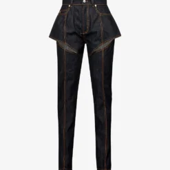 Alexander McQueen Cut-out Tapered-leg Mid-rise Jeans