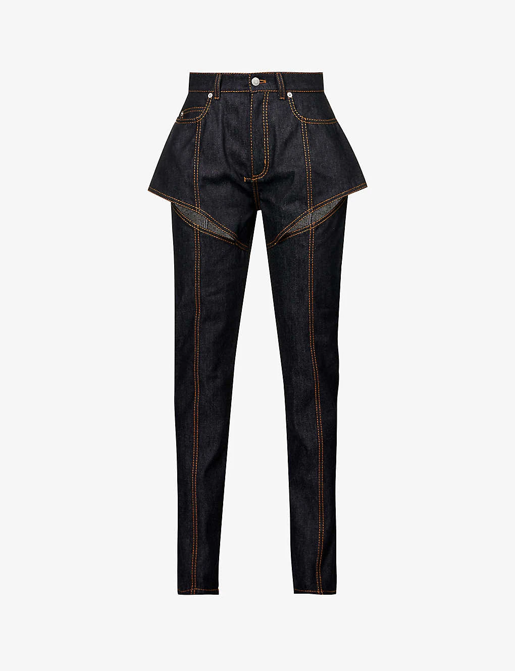 Alexander McQueen Cut-out Tapered-leg Mid-rise Jeans 1 Alexander McQueen Cut-out Tapered-leg Mid-rise Jeans