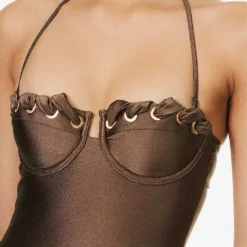 Zimmermann Devi Eyelet Balconette Swimsuit -Outlet Pique Style Store R04136562 CHOCOLATE ALT03