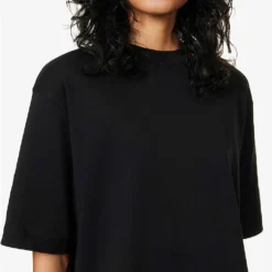 Vince Wide-sleeve Boxy-fit Cotton-jersey T-shirt -Outlet Pique Style Store R04137204 BLACK ALT04