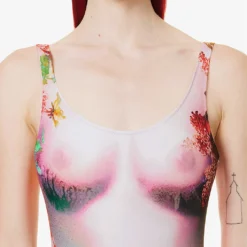 Jean Paul Gaultier Floral-print Fitted Swimsuit 9 Jean Paul Gaultier Floral-print Fitted Swimsuit -Outlet Pique Style Store R04137664 PINKYELLOW ALT04