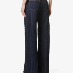 Jean Paul Gaultier Contrast-stitch Patch-pocket Straight-leg Low-rise Cotton-blend Jeans -Outlet Pique Style Store R04137683 INDIGO ALT03