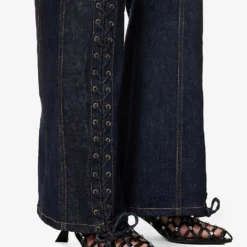 Jean Paul Gaultier Contrast-stitch Patch-pocket Straight-leg Low-rise Cotton-blend Jeans -Outlet Pique Style Store R04137683 INDIGO ALT05