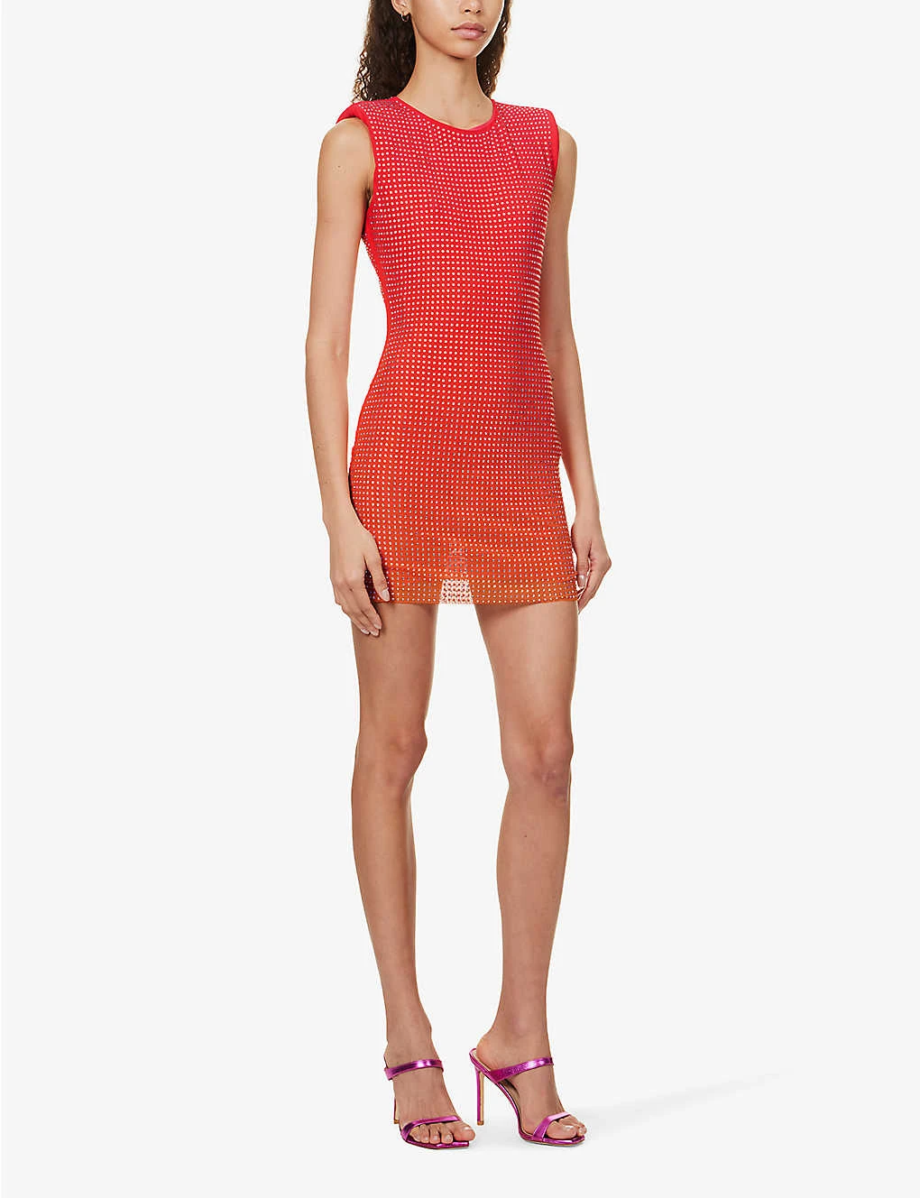 SELF PORTRAIT Hot Fix Rhinestone-embellished Stretch-woven Mini Dress 3 SELF PORTRAIT Hot Fix Rhinestone-embellished Stretch-woven Mini Dress - Image 3