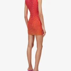 SELF PORTRAIT Hot Fix Rhinestone-embellished Stretch-woven Mini Dress 8 SELF PORTRAIT Hot Fix Rhinestone-embellished Stretch-woven Mini Dress -Outlet Pique Style Store R04137708 PINK ALT03