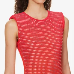 SELF PORTRAIT Hot Fix Rhinestone-embellished Stretch-woven Mini Dress 9 SELF PORTRAIT Hot Fix Rhinestone-embellished Stretch-woven Mini Dress -Outlet Pique Style Store R04137708 PINK ALT04