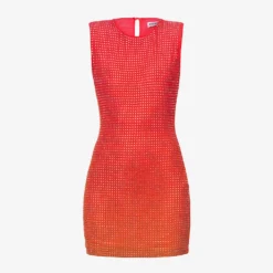 SELF PORTRAIT Hot Fix Rhinestone-embellished Stretch-woven Mini Dress