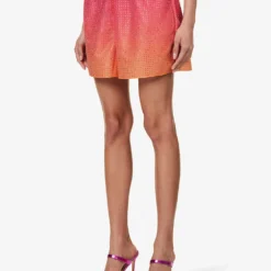 SELF PORTRAIT Crystal-embellished Mid-rise Woven Shorts -Outlet Pique Style Store R04137711 PINK ALT02