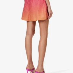 SELF PORTRAIT Crystal-embellished Mid-rise Woven Shorts -Outlet Pique Style Store R04137711 PINK ALT03