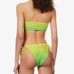 SELF PORTRAIT Crystal-embellished Bandeau Bikini Top -Outlet Pique Style Store R04137714 GREEN ALT03