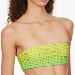 SELF PORTRAIT Crystal-embellished Bandeau Bikini Top -Outlet Pique Style Store R04137714 GREEN ALT04