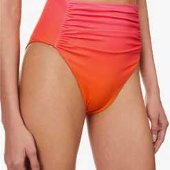 SELF PORTRAIT Gradient-pattern Ruched Bikini Bottoms -Outlet Pique Style Store R04137716 ORANGE ALT04