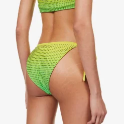 SELF PORTRAIT Crystal-embellished Gradient-pattern Bikini Bottoms -Outlet Pique Style Store R04137718 GREEN ALT03