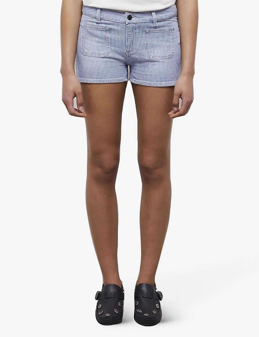 THE KOOPLES Striped Low-rise Stretch-denim Shorts 3 THE KOOPLES Striped Low-rise Stretch-denim Shorts - Image 3
