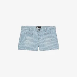 THE KOOPLES Striped Low-rise Stretch-denim Shorts