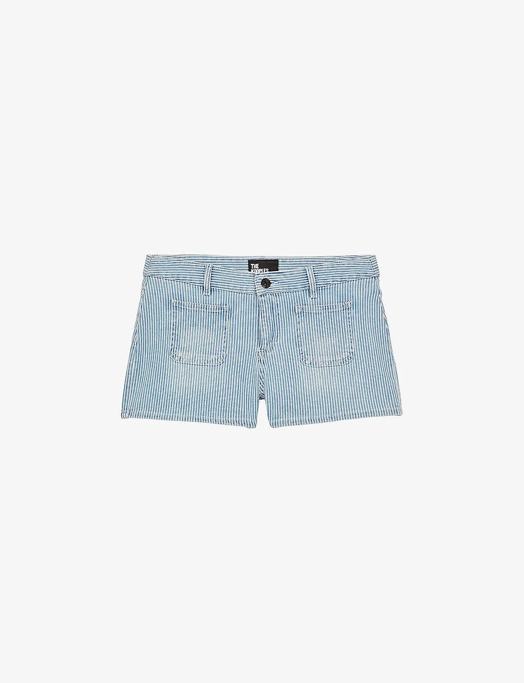 THE KOOPLES Striped Low-rise Stretch-denim Shorts 1 THE KOOPLES Striped Low-rise Stretch-denim Shorts