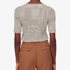 Whistles Stripe-pattern Slim-fit Cotton T-shirt 6 Whistles Stripe-pattern Slim-fit Cotton T-shirt -Outlet Pique Style Store R04140100 BLUE ALT02