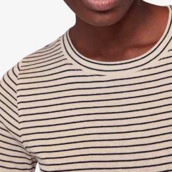 Whistles Stripe-pattern Slim-fit Cotton T-shirt 7 Whistles Stripe-pattern Slim-fit Cotton T-shirt -Outlet Pique Style Store R04140100 BLUE ALT03