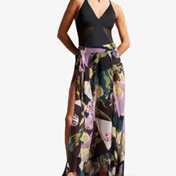Ted Baker Leighen Floral-print Woven Maxi Skirt -Outlet Pique Style Store R04140112 BLACK ALT01