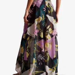 Ted Baker Leighen Floral-print Woven Maxi Skirt -Outlet Pique Style Store R04140112 BLACK ALT03