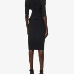 Haim Off-the-shoulder Stretch-woven Midi Dress -Outlet Pique Style Store R04140672 BLACK ALT03