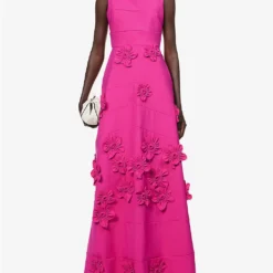 Floral-embellished Sleeveless Stretch-woven Gown -Outlet Pique Style Store R04140677 MAGENTA ALT01