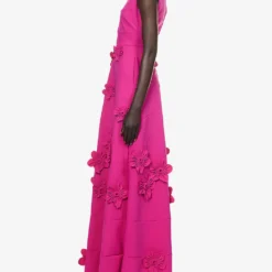 Floral-embellished Sleeveless Stretch-woven Gown -Outlet Pique Style Store R04140677 MAGENTA ALT02