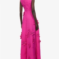 Floral-embellished Sleeveless Stretch-woven Gown -Outlet Pique Style Store R04140677 MAGENTA ALT03