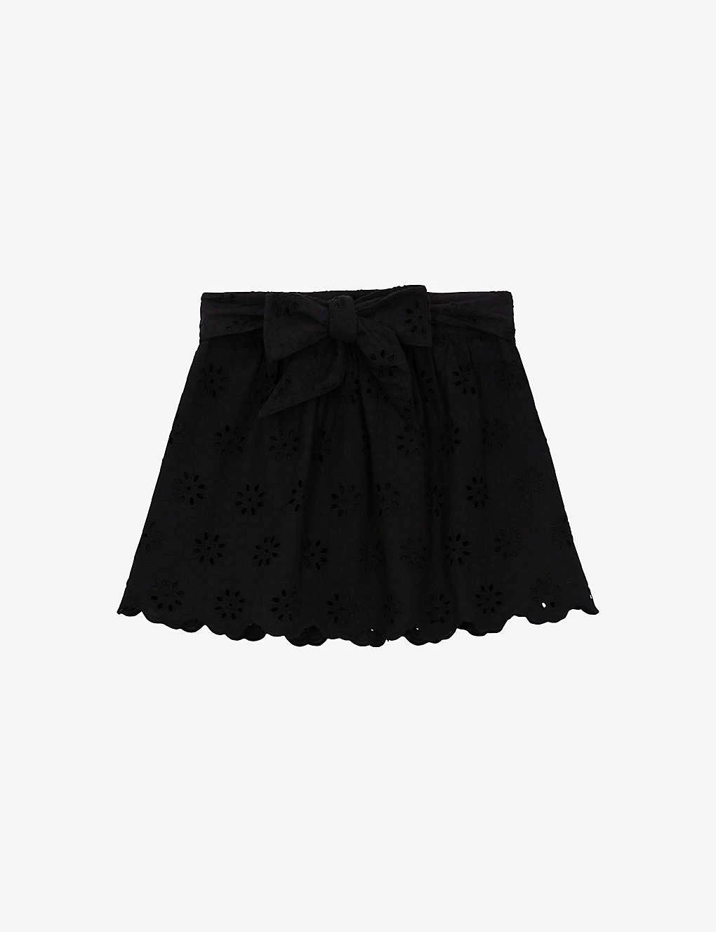 THE KOOPLES Tied-waist Broderie-amglaise Cotton Mini Skirt 1 THE KOOPLES Tied-waist Broderie-amglaise Cotton Mini Skirt