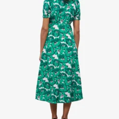 THE KOOPLES Floral-print Silk Midi Dress -Outlet Pique Style Store R04140790 GRN01 ALT02