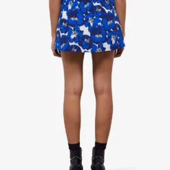 THE KOOPLES Floral-print Silk Mini Skirt -Outlet Pique Style Store R04140802 BLU01 ALT03