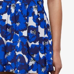 THE KOOPLES Floral-print Silk Mini Skirt -Outlet Pique Style Store R04140802 BLU01 ALT04