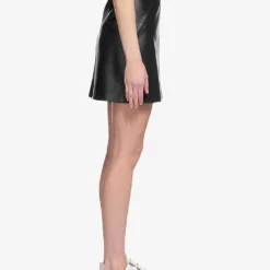Whistles High-waisted A-lined Leather Mini Skirt -Outlet Pique Style Store R04141044 BLACK ALT02