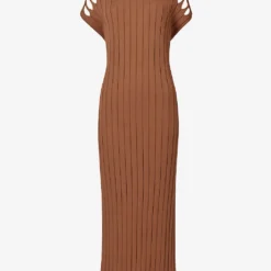 Cut-out Shoulder Knitted Maxi Dress