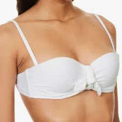 Antibes Bow-embellished Stretch-recycled Polyamide Bikini Top -Outlet Pique Style Store R04142195 WHTWHT ALT04