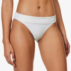 Antibes Fold-over Stretch-recycled Polyamide Bikini Bottom -Outlet Pique Style Store R04142196 WHTWHT ALT02