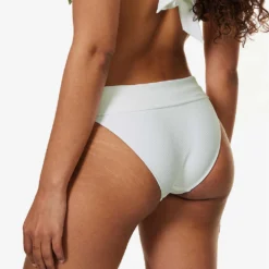 Antibes Fold-over Stretch-recycled Polyamide Bikini Bottom -Outlet Pique Style Store R04142196 WHTWHT ALT03