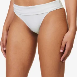 Antibes Fold-over Stretch-recycled Polyamide Bikini Bottom -Outlet Pique Style Store R04142196 WHTWHT ALT04