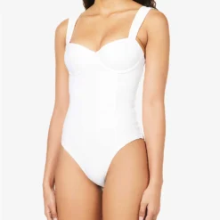 Antibes Underwired Stretch-recycled Polyamide Swimsuit -Outlet Pique Style Store R04142197 WHTWHT ALT02