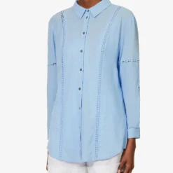 Mala Braided-trims Cotton Shirt -Outlet Pique Style Store R04142208 BLUBLU ALT02
