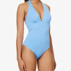 Siena Halterneck Recycled Polyamide-blend Swimsuit -Outlet Pique Style Store R04142211 BLUBLU ALT02