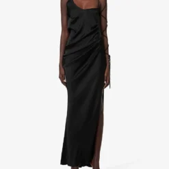 Undressing Cowl-neck Satin Midi Dress -Outlet Pique Style Store R04142475 BLACK ALT02